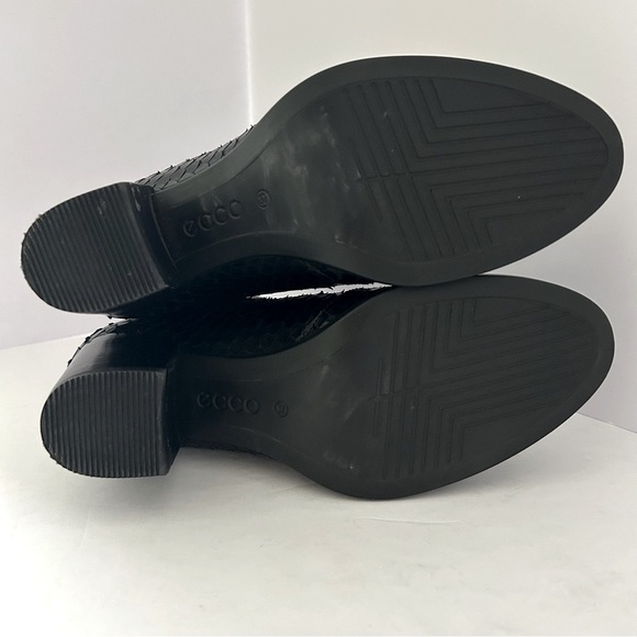 Ecco Snakeskin Embossed Leather Ankle Boot Shoe Block Heel Goth Size EU37 US 6.5 - Picture 9 of 14